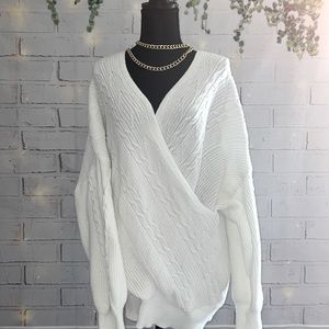 V Neck Wrap Ribbed Knit Sweater